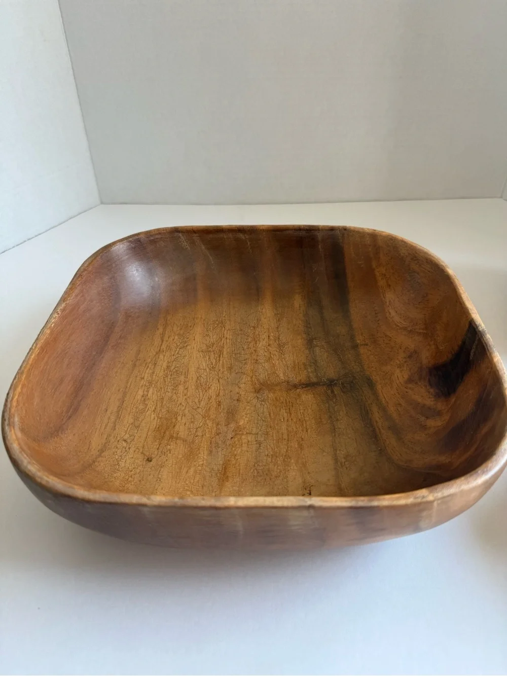 Vintage MCM Monkey Pod Style Wood Salad Bowl Set 9 Pc